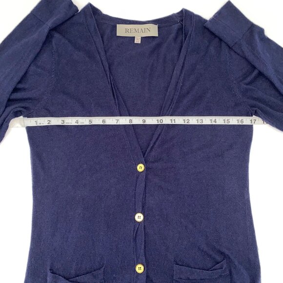 REMAIN Birger Christensen Cardigan Sweater Grandma Pockets Navy Blue Womens XS - Picture 9 of 14